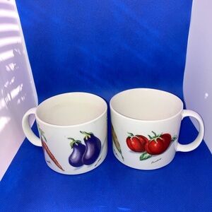 Tabletops Unlimited Fresh Vegetables Soup Mug Large 16 Ounce Cups Set of Two (2)